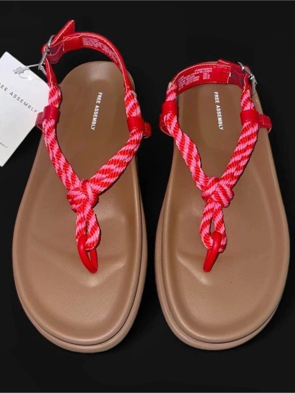 Free Assembly Rope Footbed Sandals Red & Brown